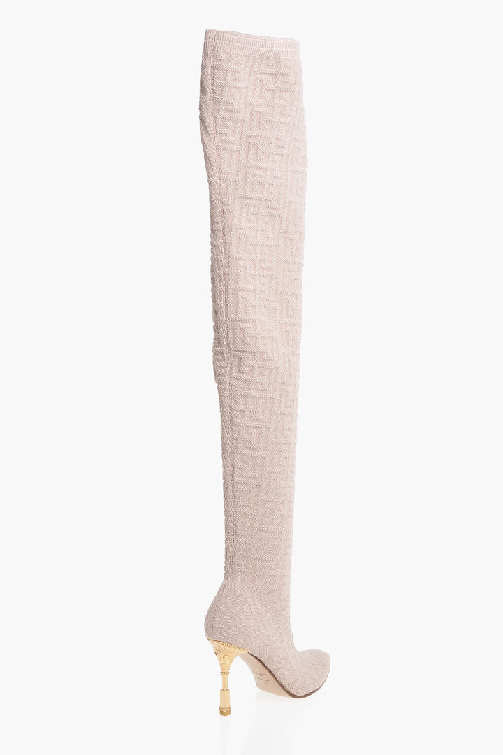 Balmain Monogrammed Over-the-knee Boots