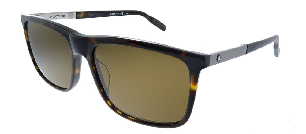 MontblancSunglasses - MontBlanc MB 0116S 002 Rectangle Acetate Havana Sunglasses with Brown Lens - MB_0116S_002 - Ask Me Wear