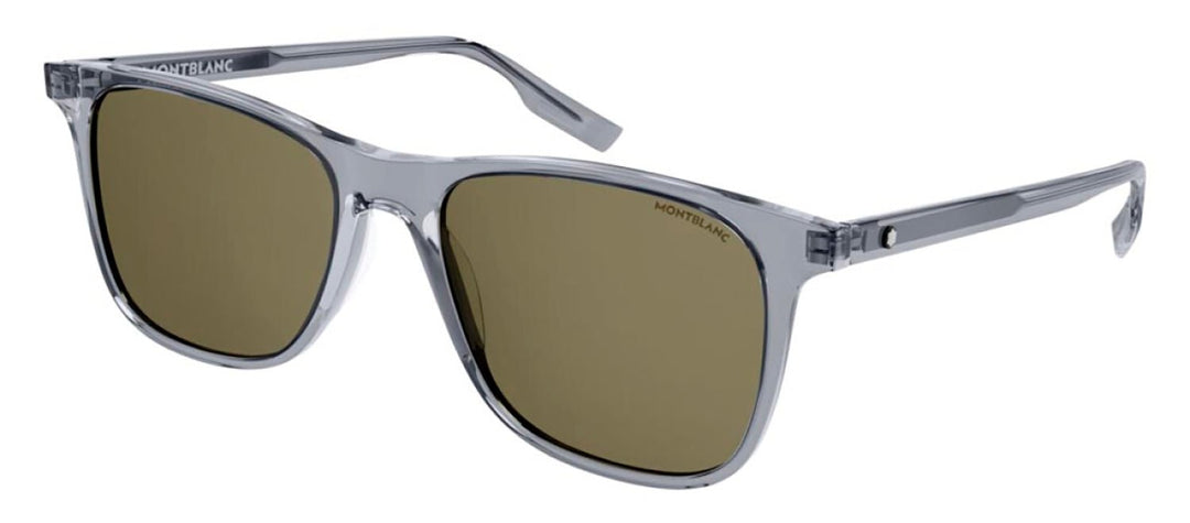 MontblancSunglasses - Montblanc MB 0174S 004 Rectangle Plastic Grey Sunglasses with Green Lens - MB_0174S_004_54mm - Ask Me Wear