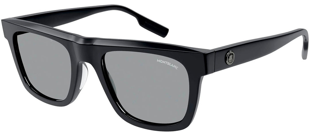 MontblancSunglasses - Montblanc MB 0176S 001 Rectangle Plastic Black Sunglasses with Grey Lens - MB_0176S_001_53mm - Ask Me Wear