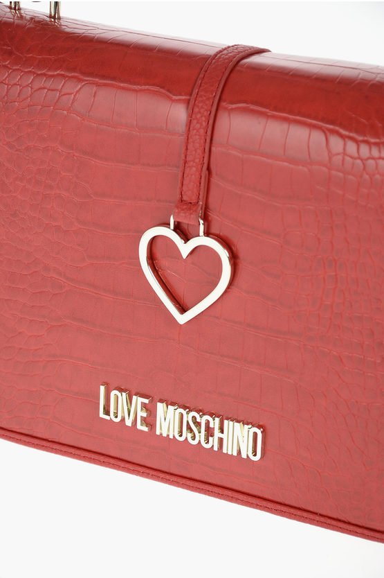 Bags - Moschino LOVE Crocodile Effect faux leather crossbody bag - 8051042283045 - Ask Me Wear