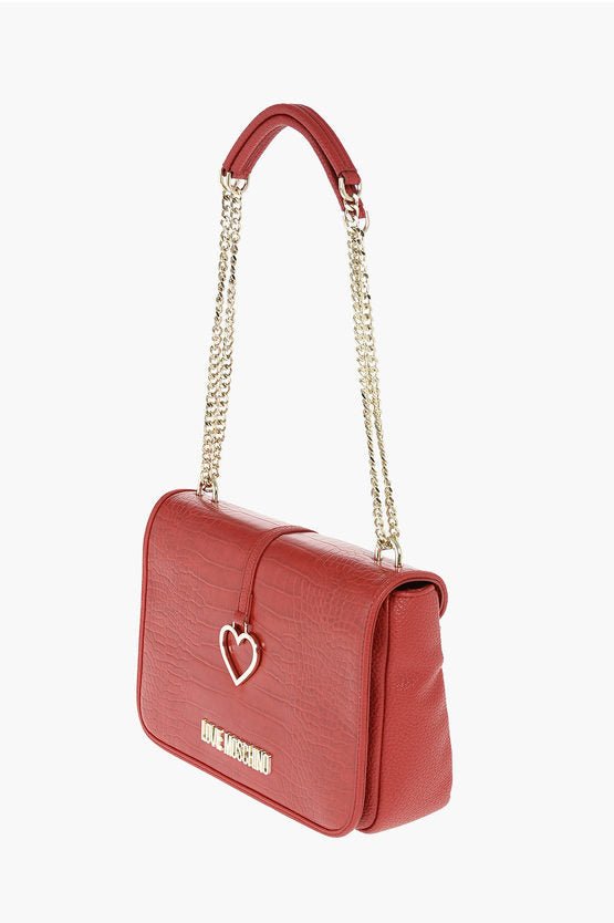 Bags - Moschino LOVE Crocodile Effect faux leather crossbody bag - 8051042283045 - Ask Me Wear