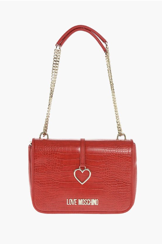 Bags - Moschino LOVE Crocodile Effect faux leather crossbody bag - 8051042283045 - Ask Me Wear