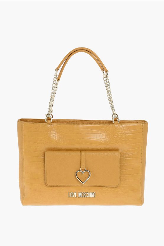 Bags - Moschino LOVE crocodile printed faux leather Tote bag - 8051042674720 - Ask Me Wear