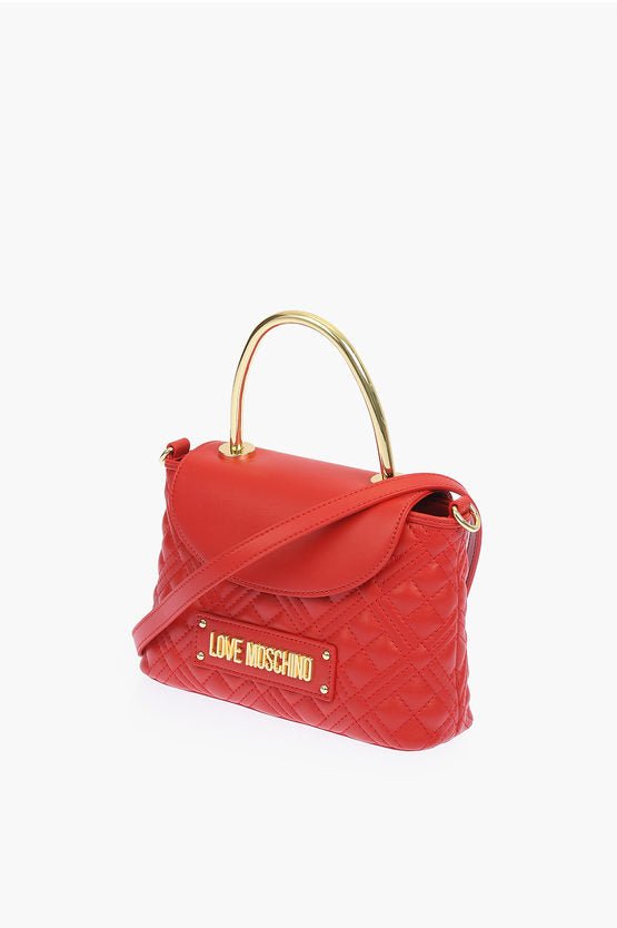 Bags - Moschino LOVE quilted faux leather mini top handle bag with removable - 8054400639355 - Ask Me Wear