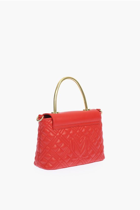 Bags - Moschino LOVE quilted faux leather mini top handle bag with removable - 8054400639355 - Ask Me Wear