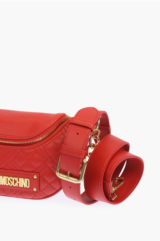 Bags - Moschino LOVE quilted faux leather shoulder bag with golden chain - 8054400642546 - Ask Me Wear