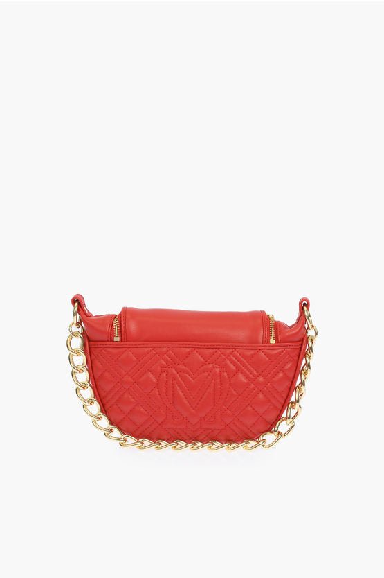 Bags - Moschino LOVE quilted faux leather shoulder bag with golden chain - 8054400642546 - Ask Me Wear