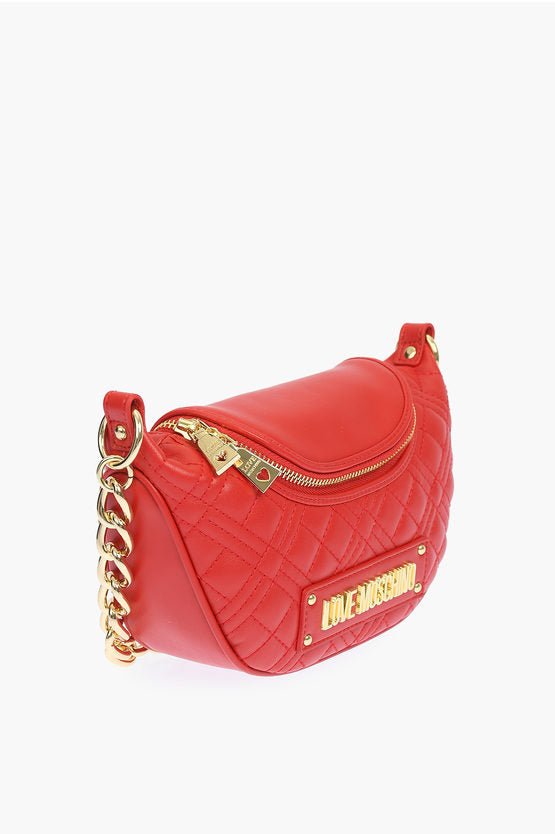 Bags - Moschino LOVE quilted faux leather shoulder bag with golden chain - 8054400642546 - Ask Me Wear