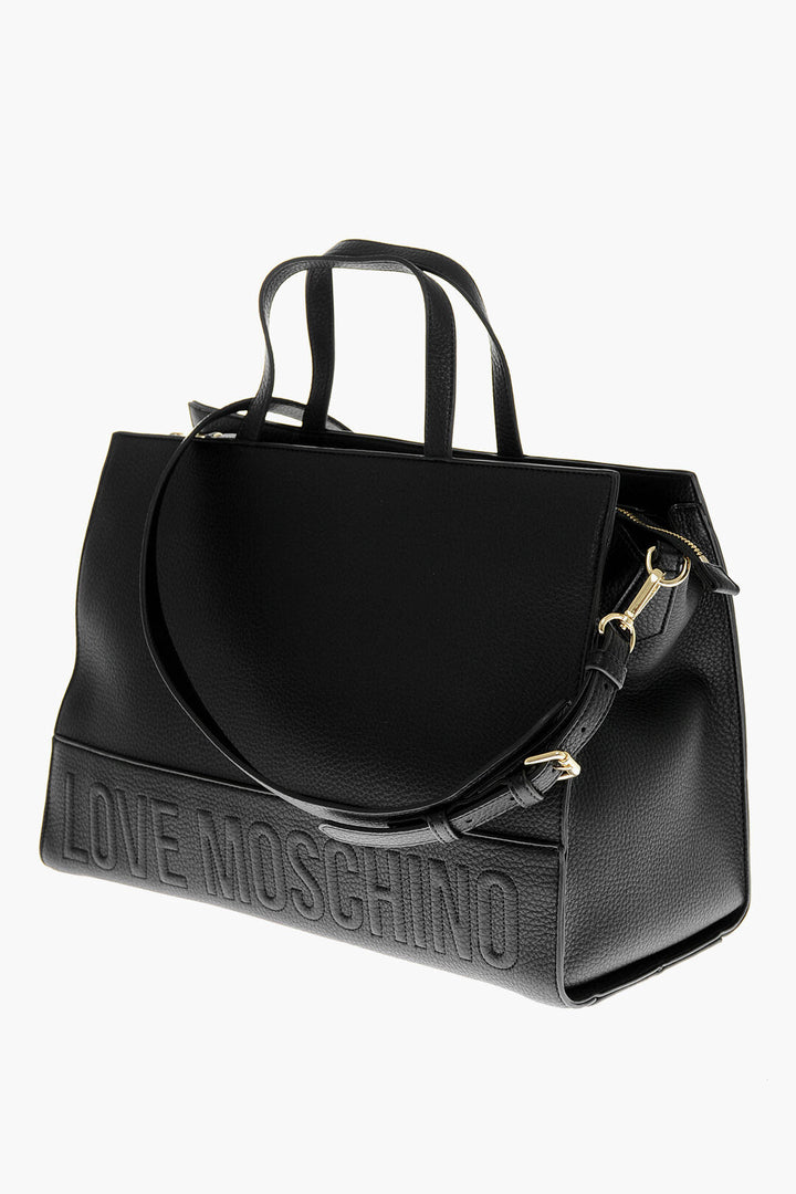 Other - Moschino LOVE Textured Faux Leather Tote Bag with Embossed Logo - 8050142184696 - Ask Me Wear