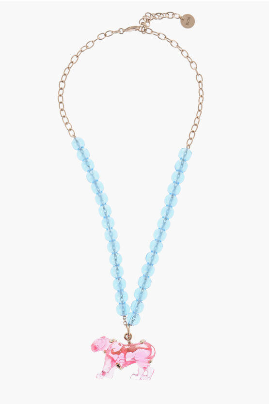 Dior Necklace with Plexiglass Beads and Colored Charm