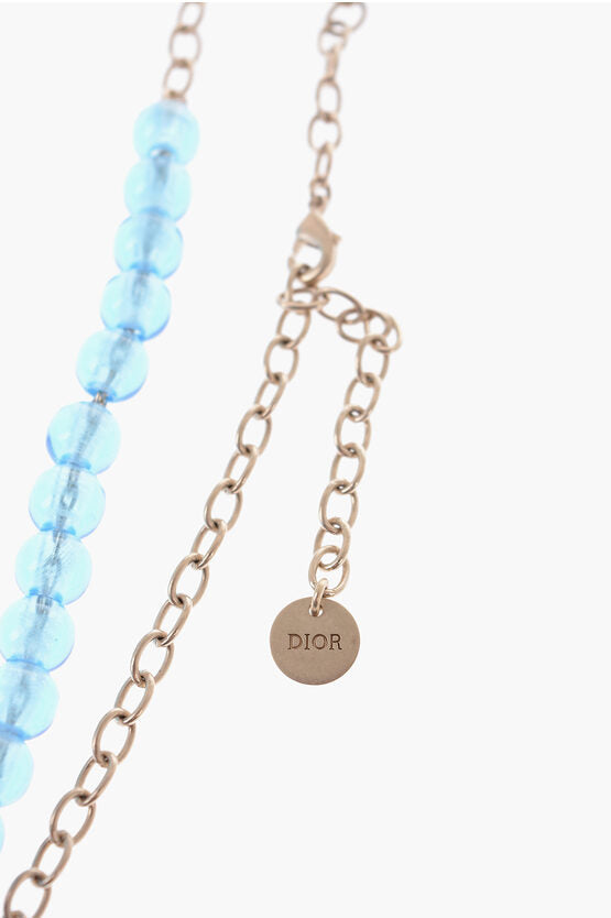 Dior Necklace with Plexiglass Beads and Colored Charm