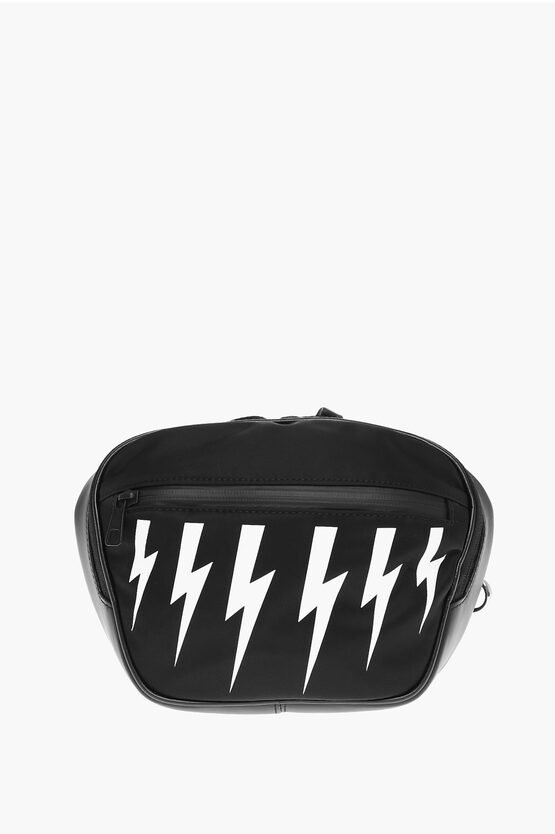 Bags - Neil Barrett Bum Bag with Contrasting Print and Leather Details - 7417303266638 - Ask Me Wear