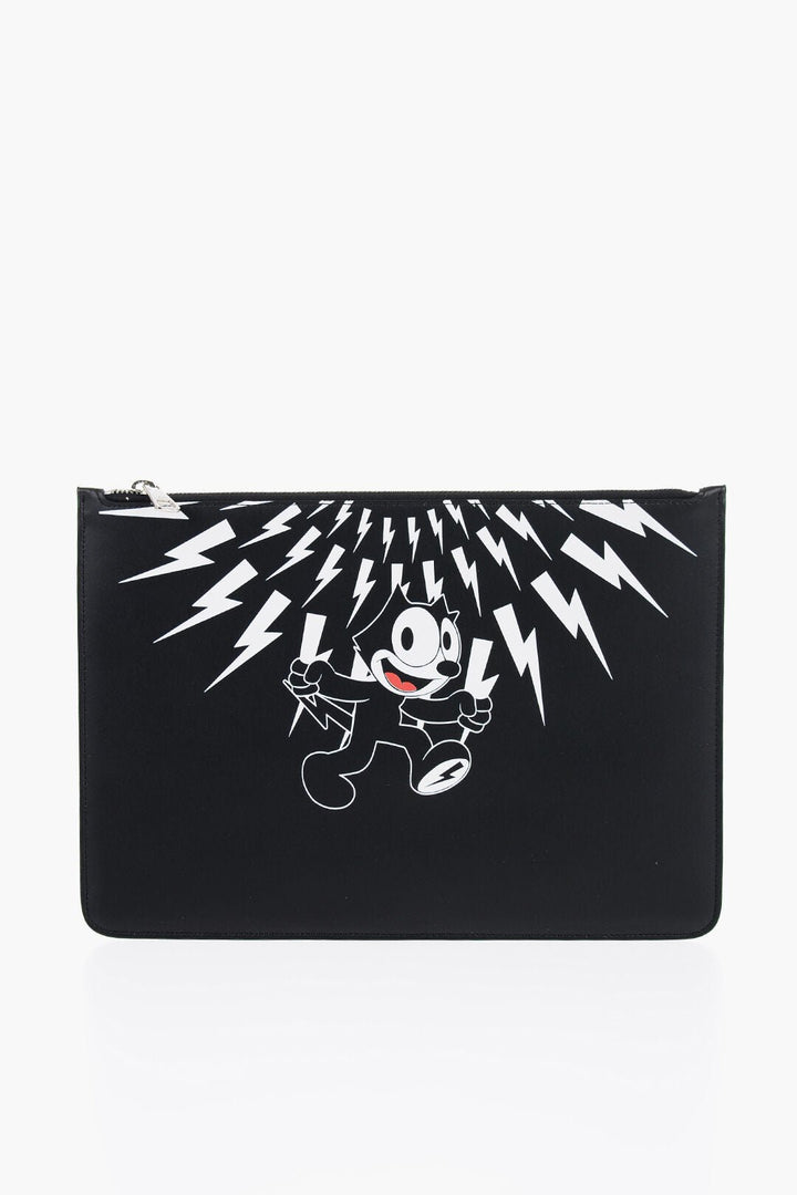 Other - Neil Barrett FELIX THE CAT' Leather Pouch With Contrast Print - 7417302511289 - Ask Me Wear