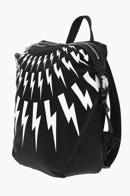 Bags - Neil Barrett Nylon FAIR - ISLE THUNDERBOLT Backpack with Leather Details - 7417303266652 - Ask Me Wear