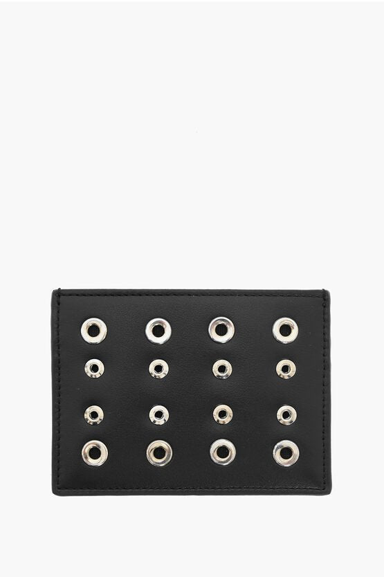 Accessories - Wallets & Card Holders - Neil Barrett Solid Color Leather Card Holder with Eyelets - 7417303358791 - Ask Me Wear