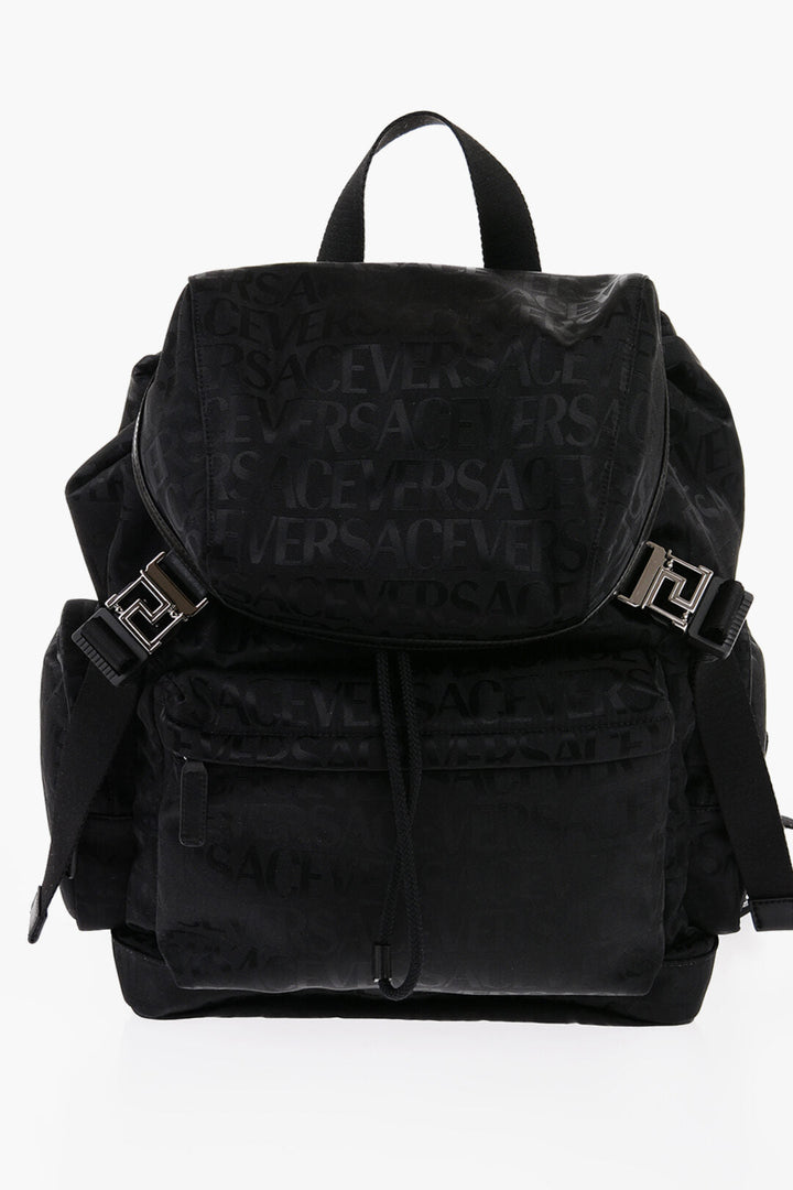 Versace Nylon Backpack with All-Over Logo