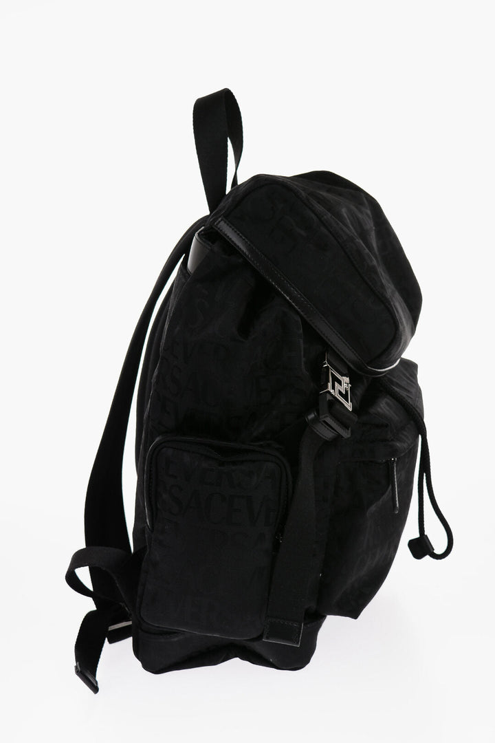 Versace Nylon Backpack with All-Over Logo