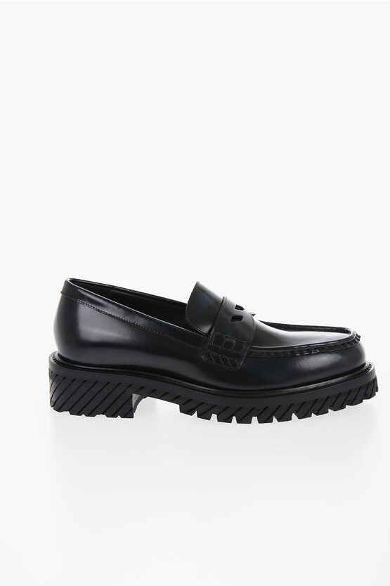 Shoes - Off - White Leather COMBAT Penny Loafers with Carrion Sole - 8051594401157 - Ask Me Wear