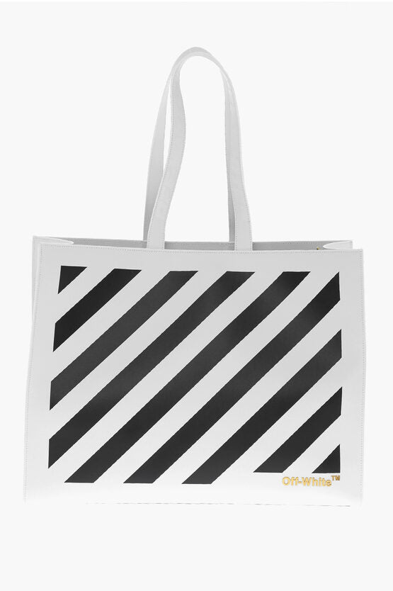 Bags - Off - White Leather DIAG HYBRID Tote Bag with Removable Shoulder Strap - 8051594056975 - Ask Me Wear