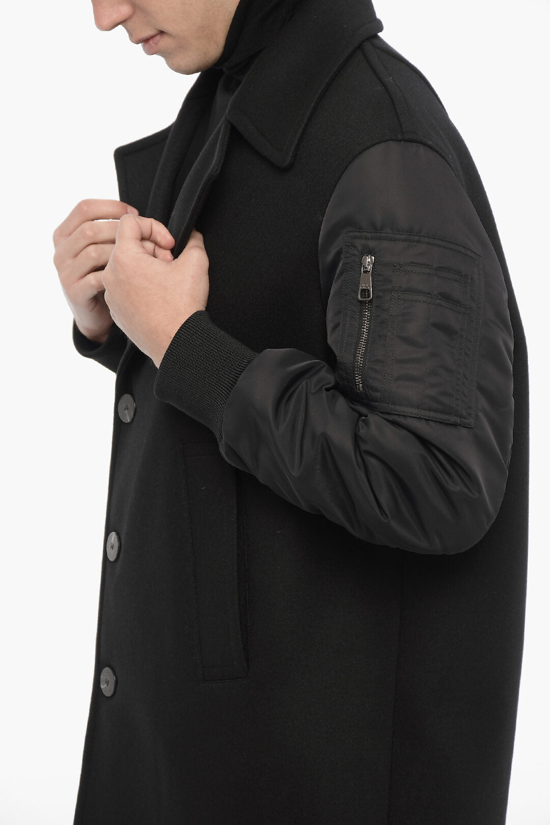 Neil Barrett Oversized Coat with Nylon Sleeves