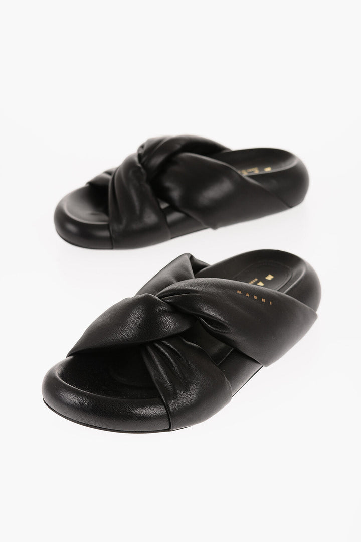 Marni Padded Leather Sadals with Braided Band