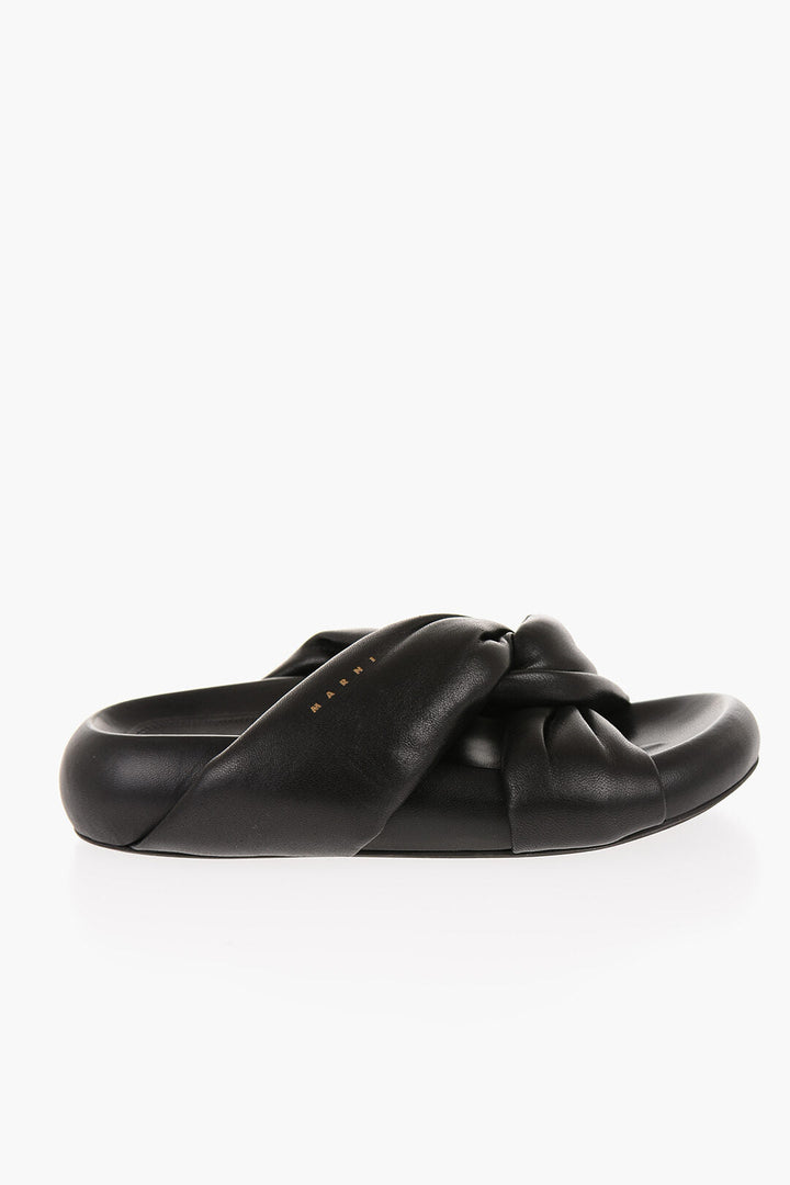 Marni Padded Leather Sadals with Braided Band