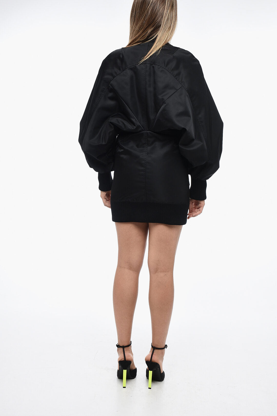 Off-White Padded Mini Dress with Ballon Sleeves