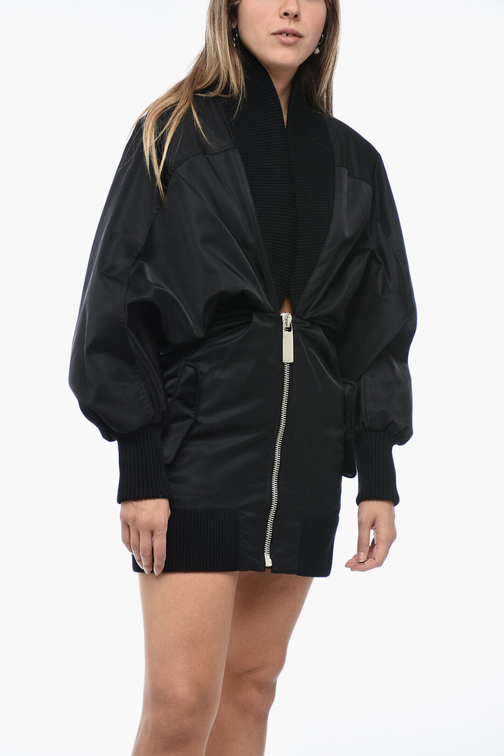 Off-White Padded Mini Dress with Ballon Sleeves