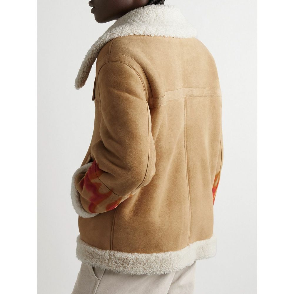  - Palm Angels Flame Accented Suede Shearling Jacket - PA - 11674 - M - Ask Me Wear