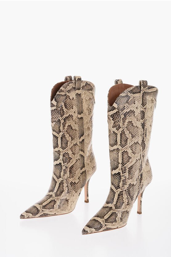 Shoes - Paris Texas Point Toe Python Effect Leather PAOLOMA Boots Heel 10cm - 8059481240773 - Ask Me Wear