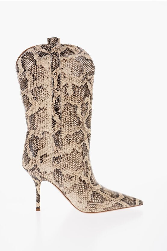 Shoes - Paris Texas Point Toe Python Effect Leather PAOLOMA Boots Heel 10cm - 8059481240773 - Ask Me Wear