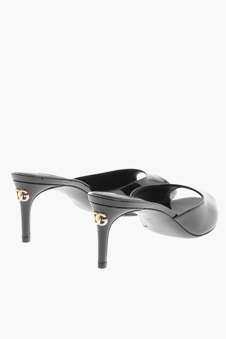 Dolce & Gabbana Patent Leather Open Toe Mules Heel 7 cm