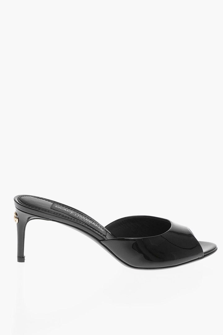 Dolce & Gabbana Patent Leather Open Toe Mules Heel 7 cm