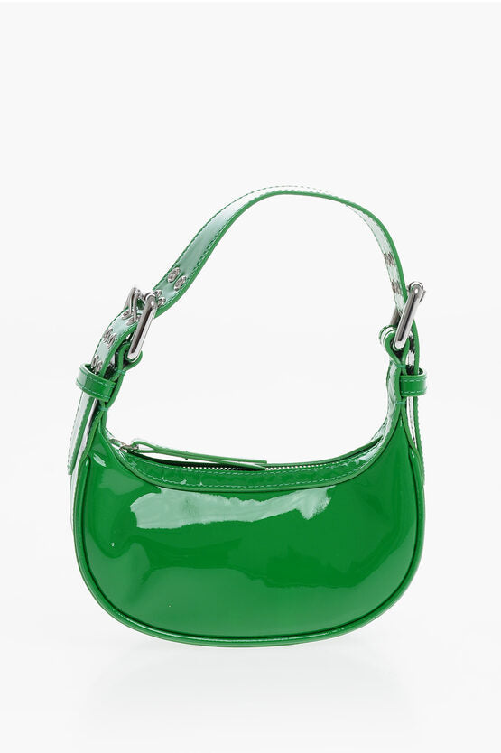 By Far Patent Leather SOHO Mini Shoulder Bag with Silver-Tone Buckl