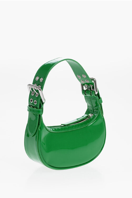 By Far Patent Leather SOHO Mini Shoulder Bag with Silver-Tone Buckl