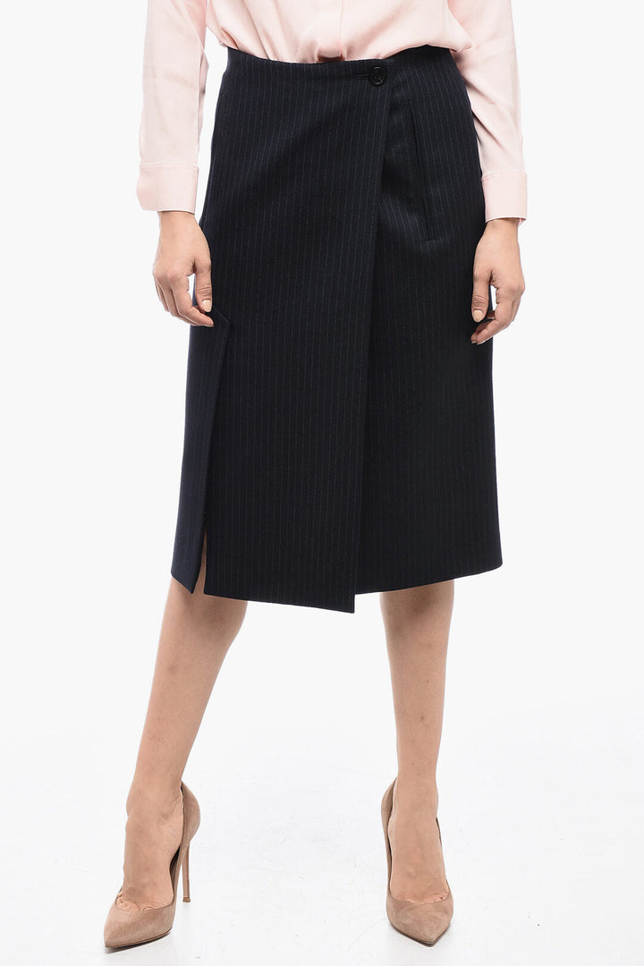 Prada Pinstriped Virgin Wool Wrap Longuette