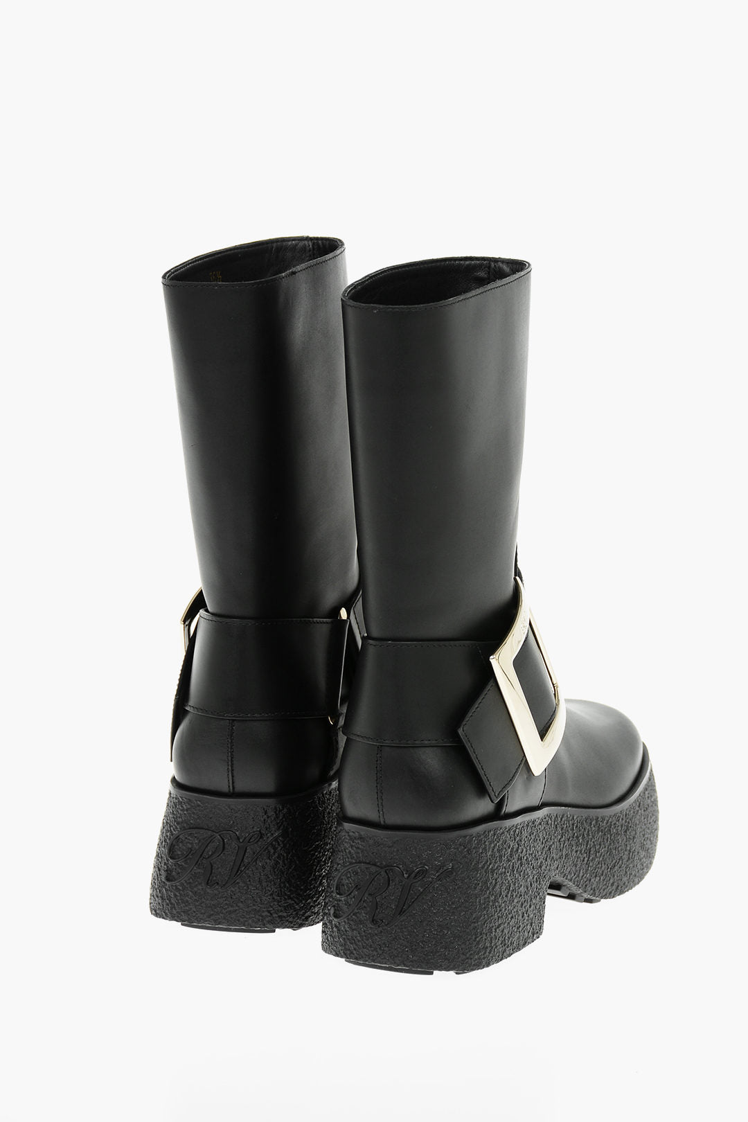 Roger Vivier Platform Sole Leather Boots With Buckle