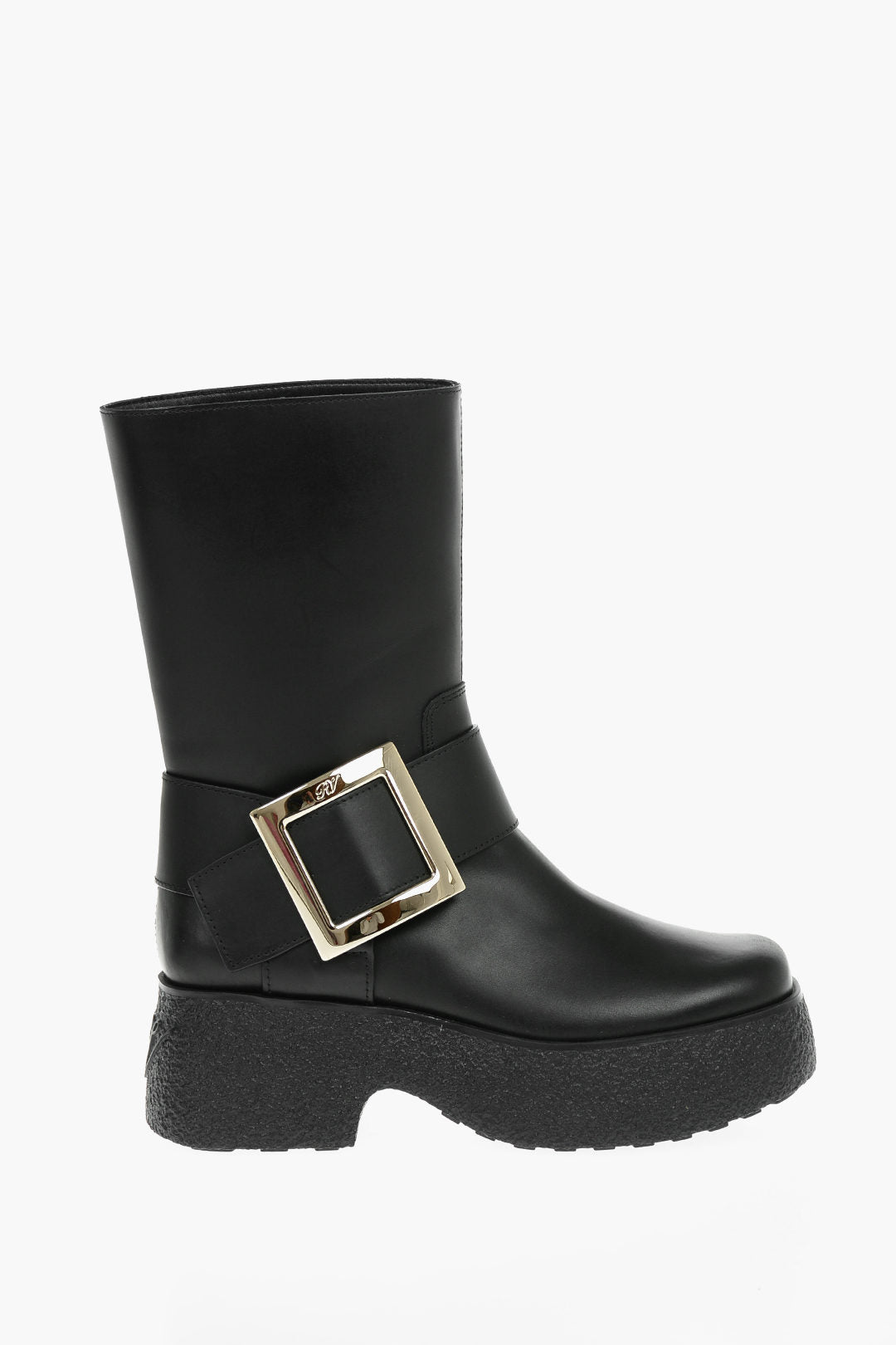 Roger Vivier Platform Sole Leather Boots With Buckle