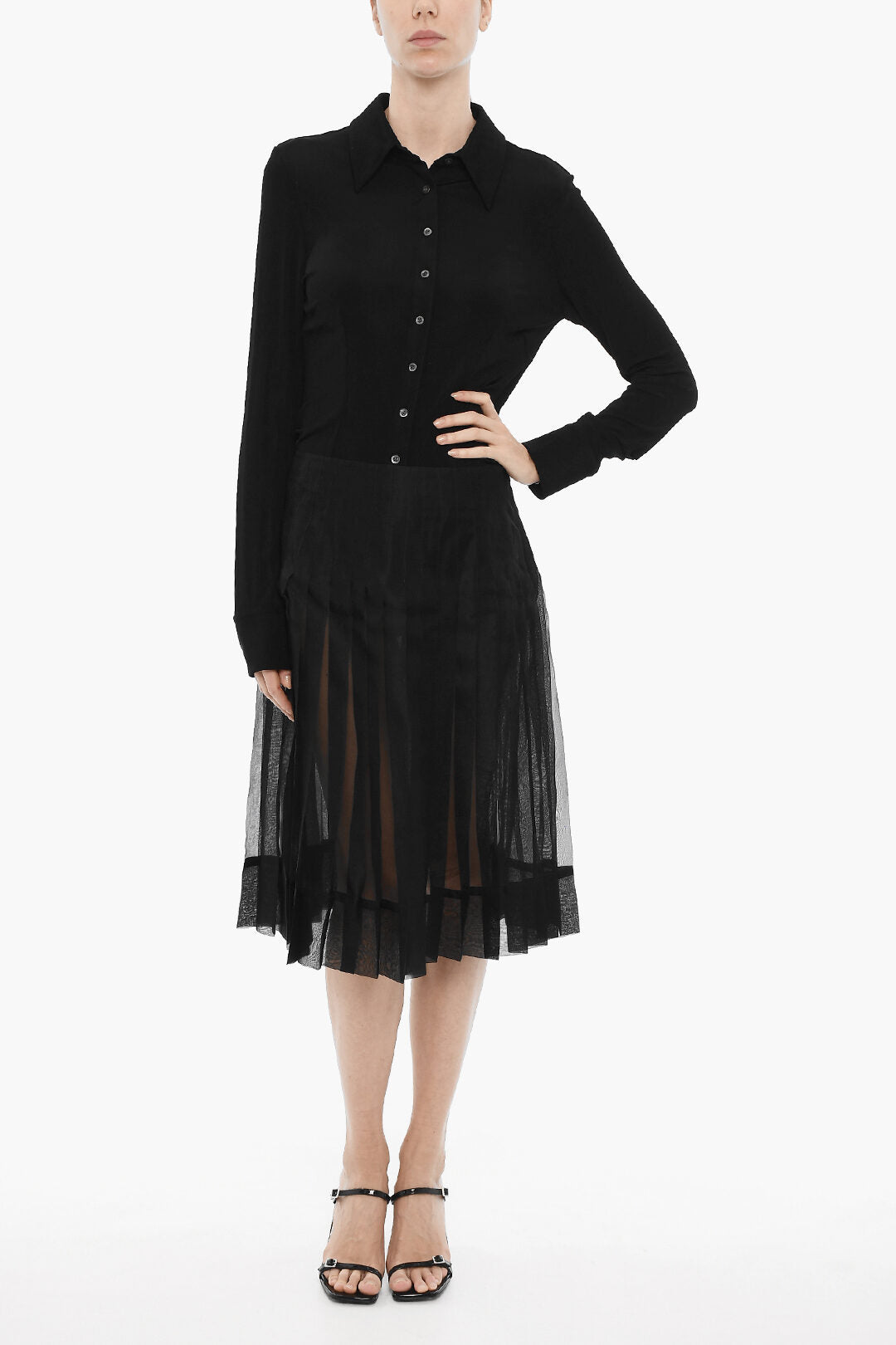 Khaite Pleated Semi-Sheer Silk TUDI Skirt