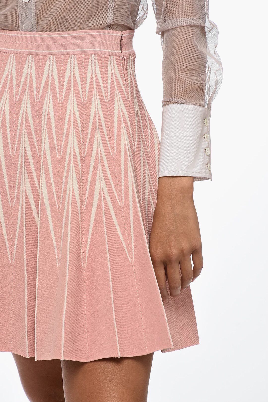 Alexander McQueen Pleated Skirt With Geometric Motif