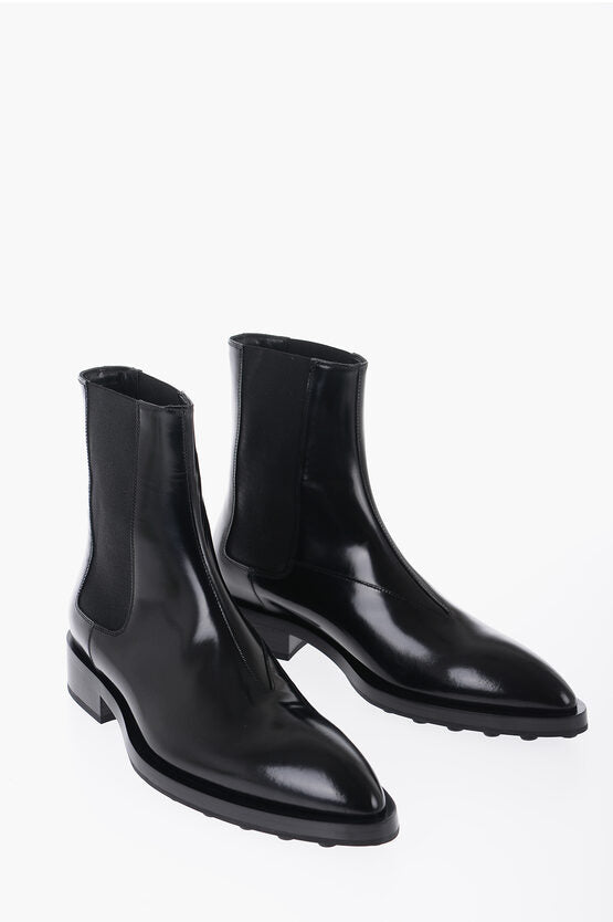 Jil Sander 尖头皮革切尔西靴