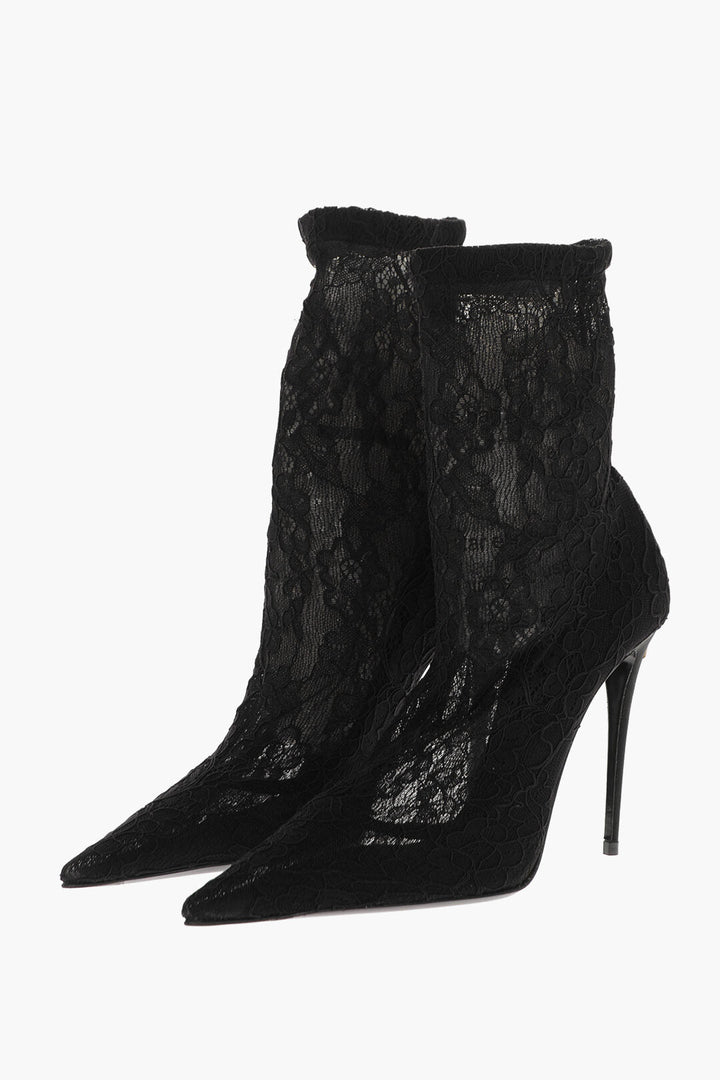 Dolce & Gabbana Pointed Stretchy Lace Booties 11 cm