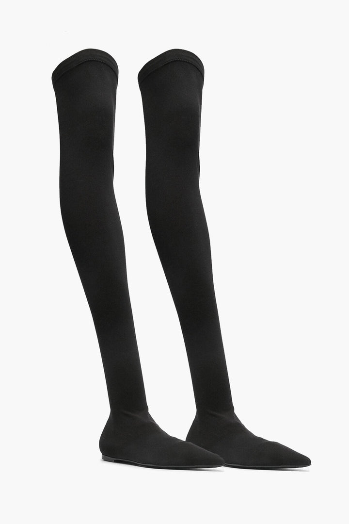 Dolce & Gabbana Pointed Toe Stretch Fabric Over-The-Knee Boots