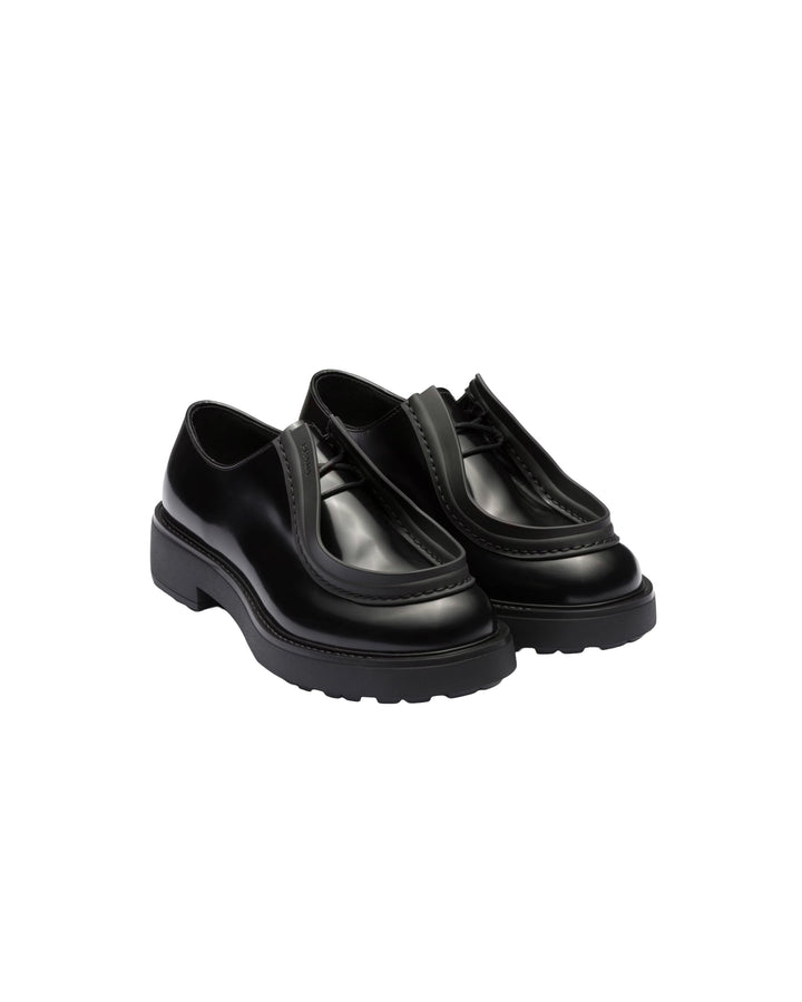 Shoes - Prada Diapason Opaque Brushed Leather Lace Up Loafers - 2EG421 055 F0002 - 10 - Ask Me Wear