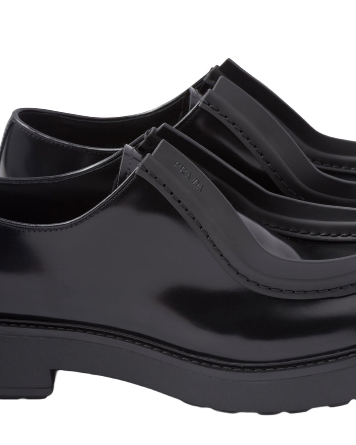 Shoes - Prada Diapason Opaque Brushed Leather Lace Up Loafers - 2EG421 055 F0002 - 10 - Ask Me Wear