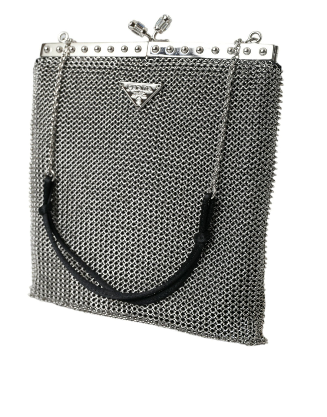  - Prada Elegant Silver Mesh Shoulder Evening Bag - BAG1182 - Ask Me Wear