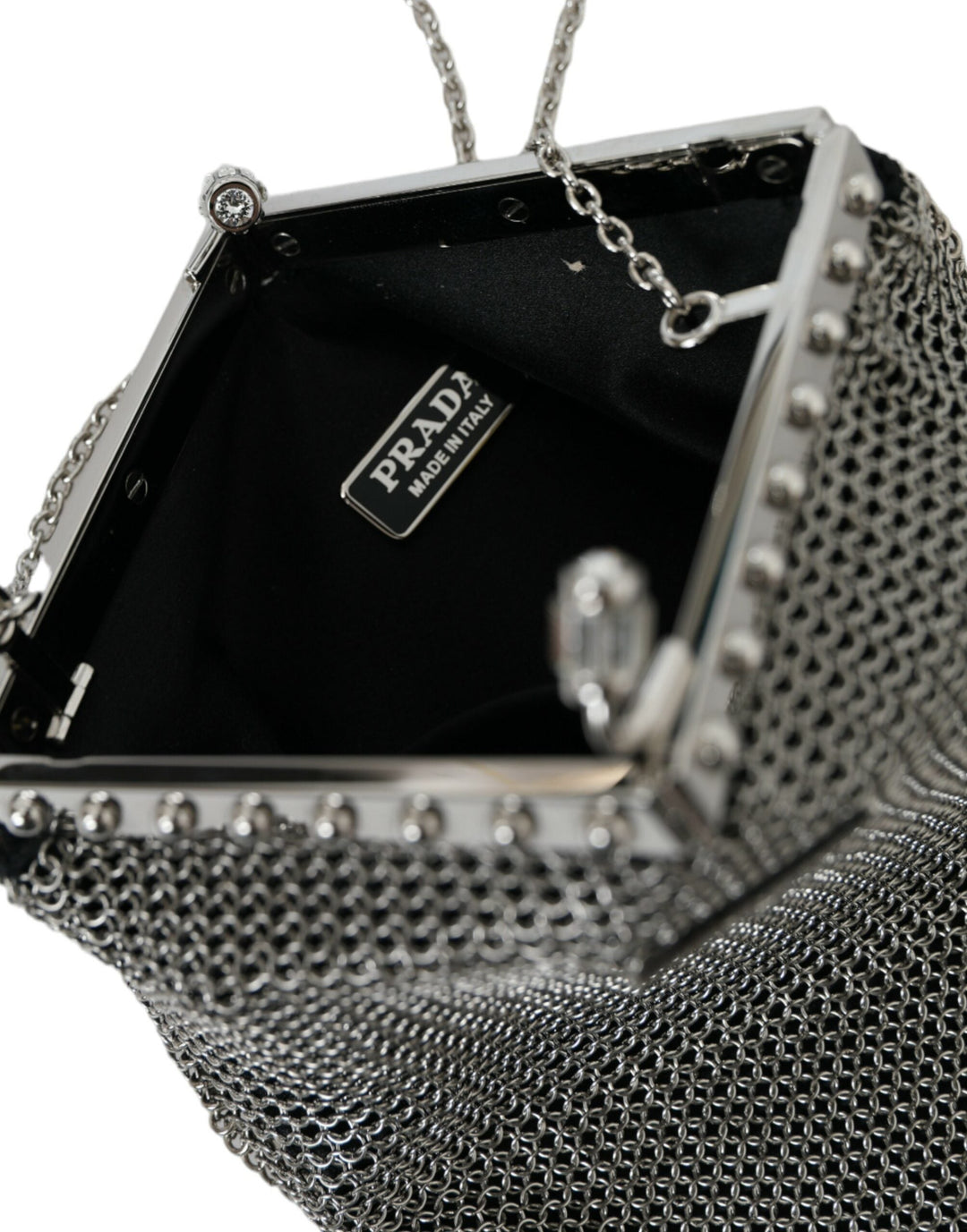  - Prada Elegant Silver Mesh Shoulder Evening Bag - BAG1182 - Ask Me Wear