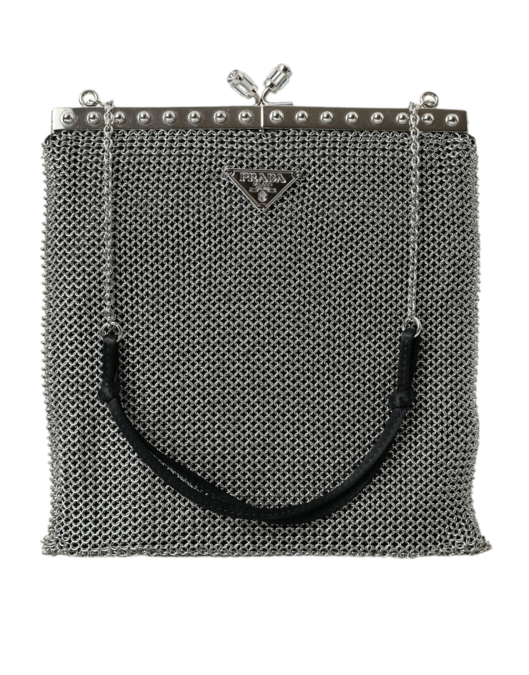  - Prada Elegant Silver Mesh Shoulder Evening Bag - BAG1182 - Ask Me Wear