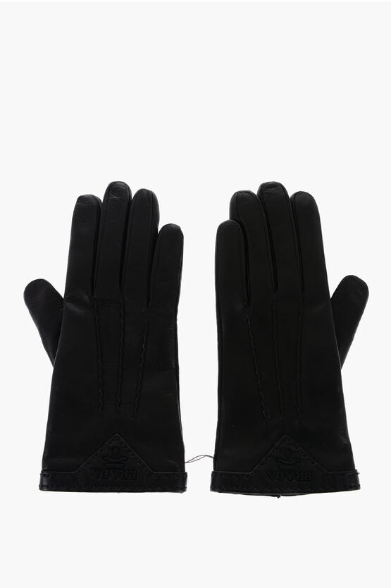 Accessories - Gloves - Prada Leather Glovers with Embossed Logo - 8059518487164 - Ask Me Wear